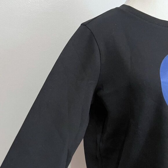 NWT ARMANI EXCHANGE WOMEN'S BLACK BLUE SMILEY GRAPHIC PRINT CREWNECK SWEATSHIRT - Picture 5 of 14